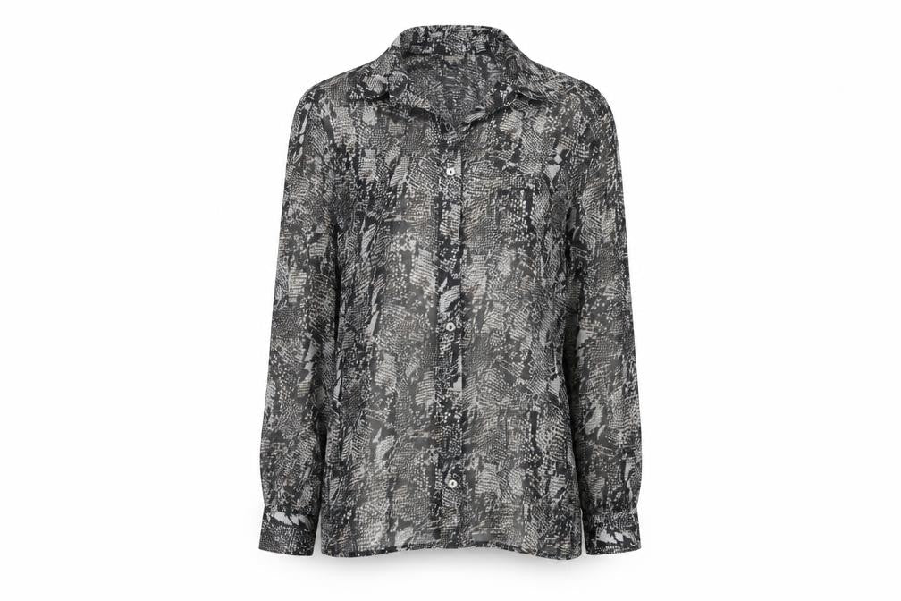 Cotton Traders  Womens Grey Animal Print  Basic Button-Up Size 12
