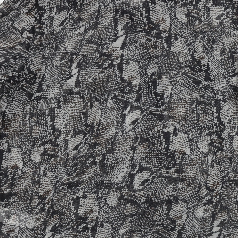 Cotton Traders  Womens Grey Animal Print  Basic Button-Up Size 12