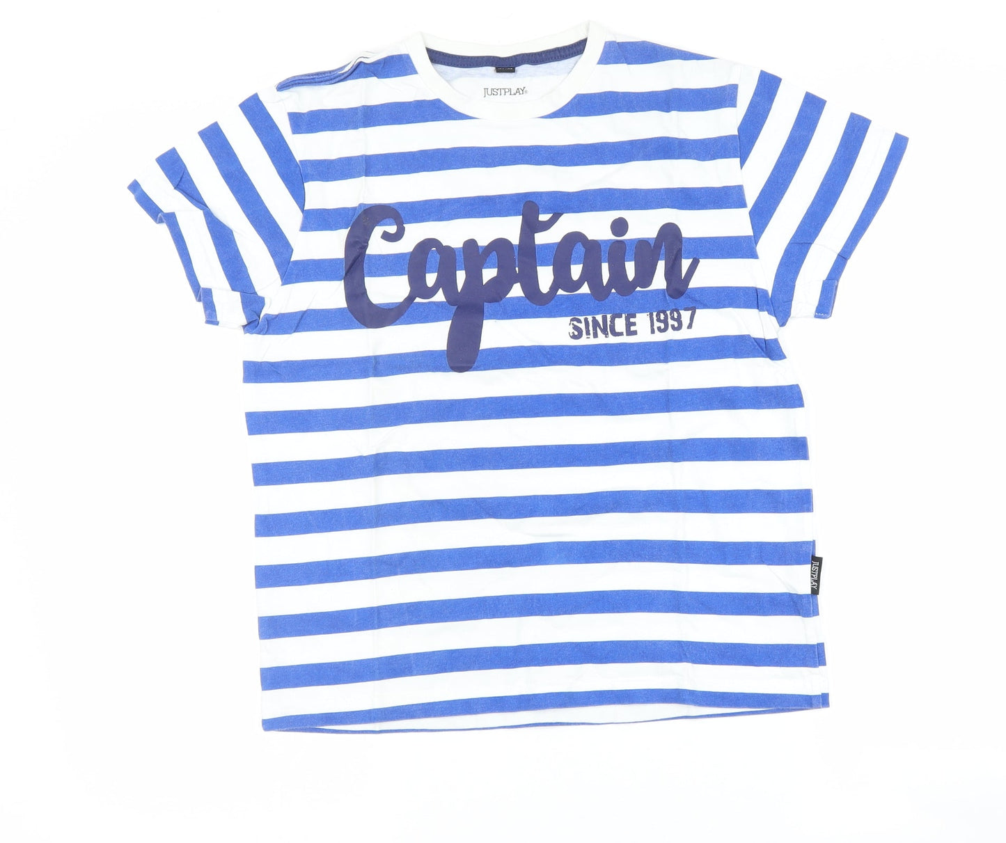 Just Play Boys Blue Striped  Basic T-Shirt Size 12-13 Years