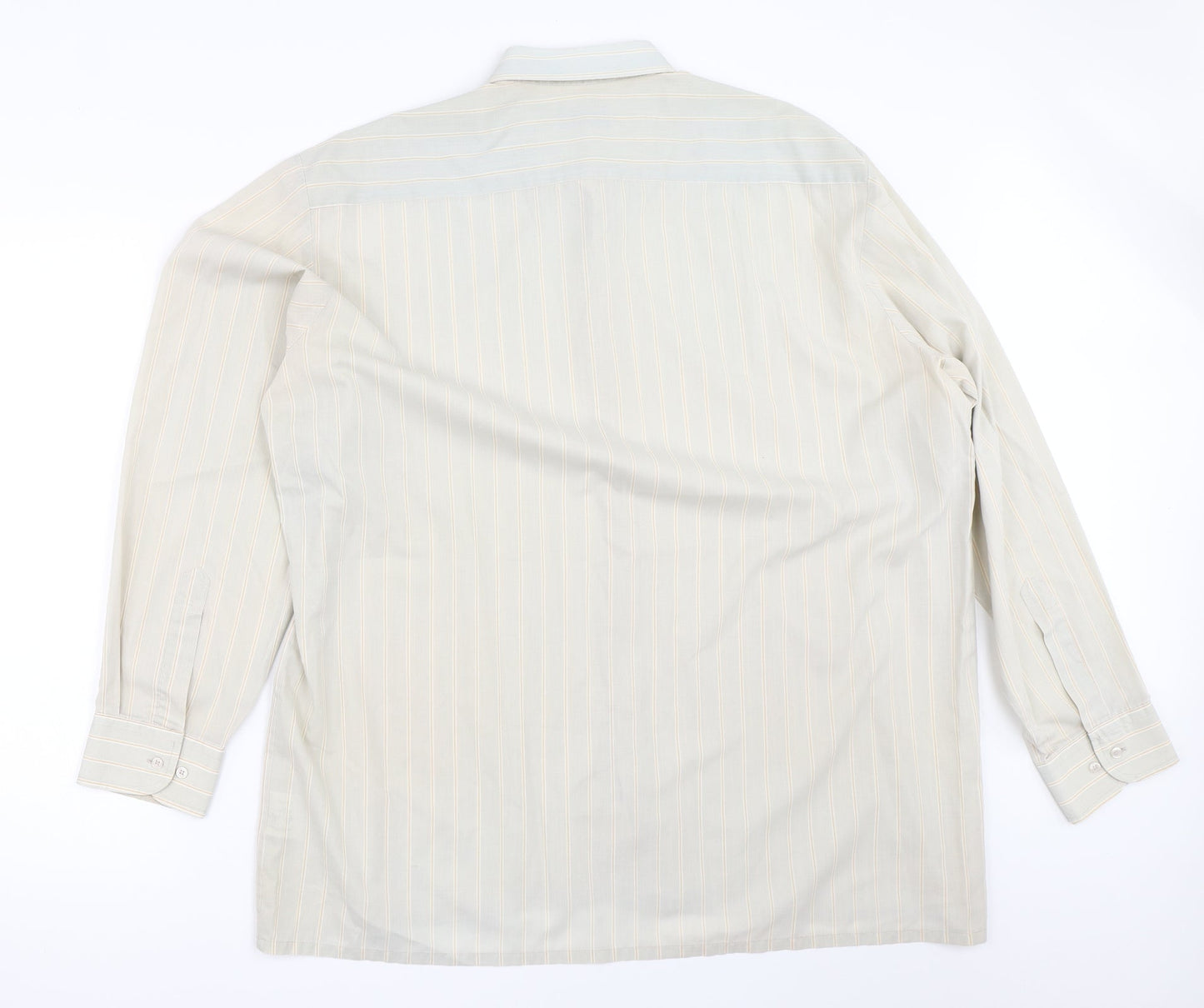 MC Mens Beige Striped   Button-Up Size 17