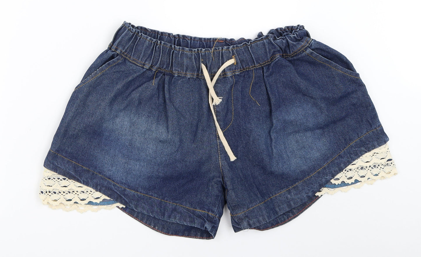 Preworn Womens Blue  Denim Hot Pants Shorts Size 28 in