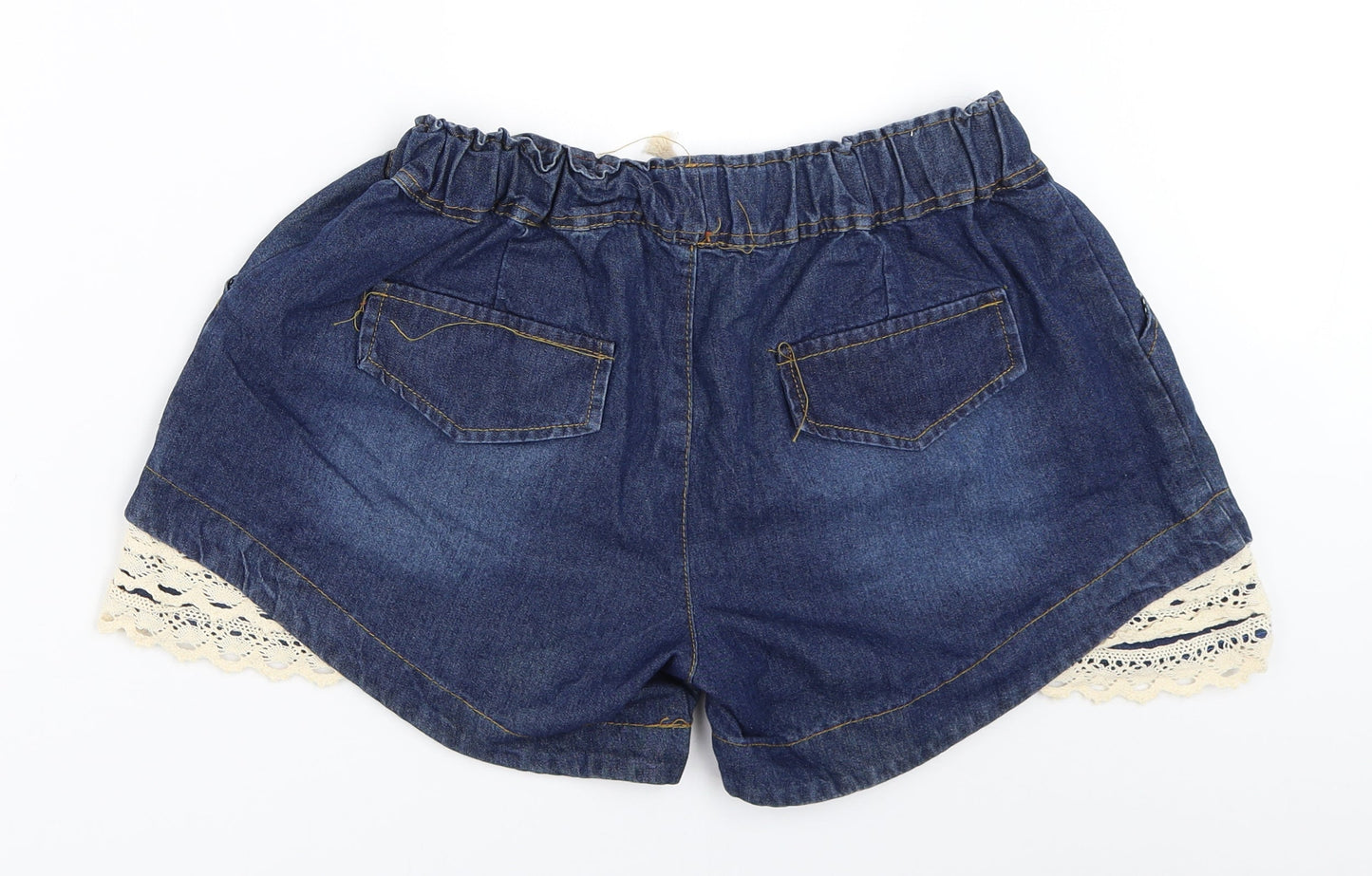 Preworn Womens Blue  Denim Hot Pants Shorts Size 28 in