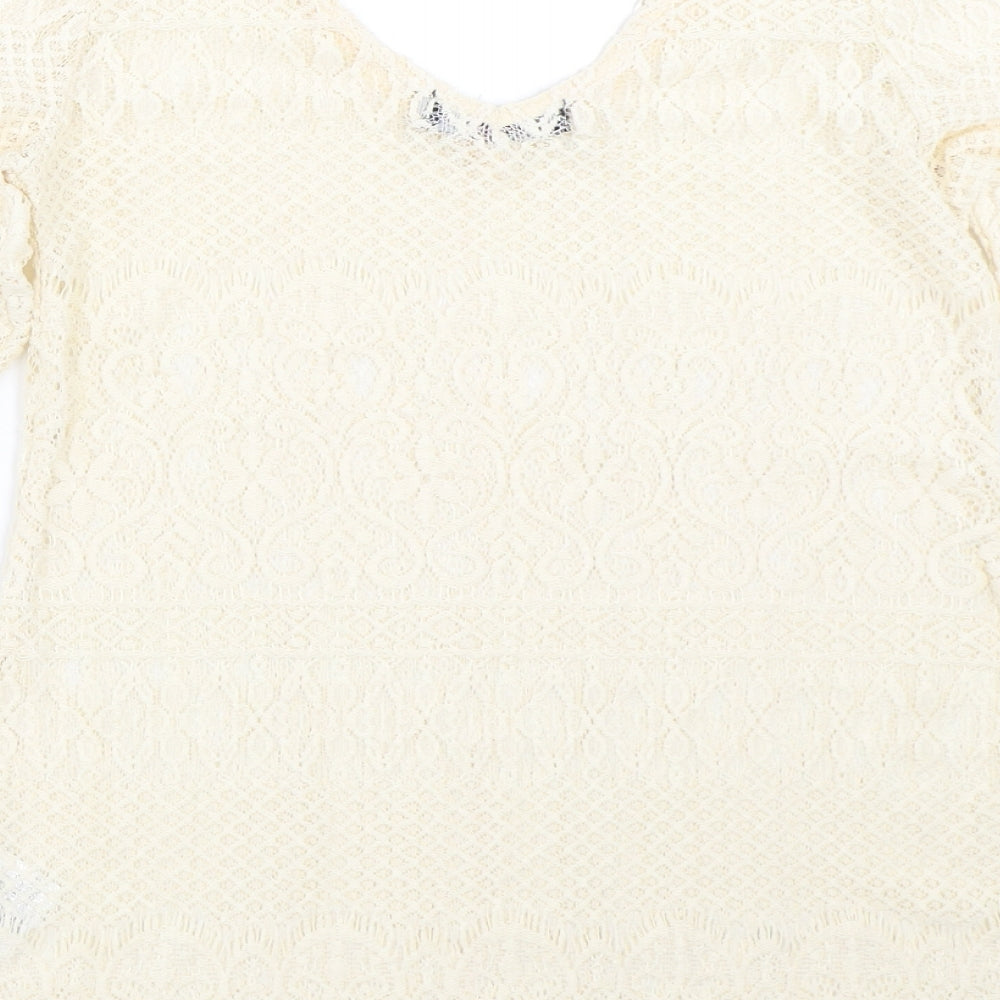 Look Kool Womens Ivory   Basic Blouse Size L
