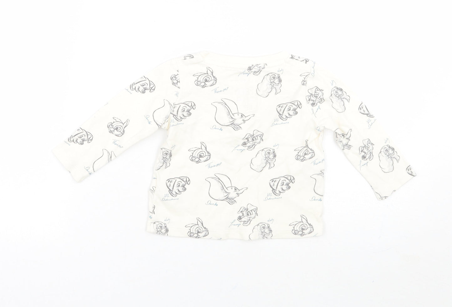 Fred & flo Girls Ivory Animal Print  Basic T-Shirt Size 6-9 Months  - Disney