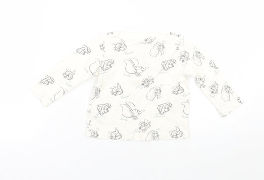 F&F Girls Ivory Animal Print  Basic T-Shirt Size 6-9 Months  - Disney
