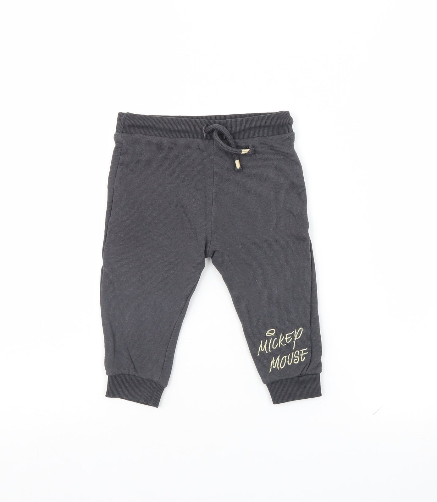 Disney Baby Grey   Jogger Trousers Size 9 Months  - Mickey Mouse