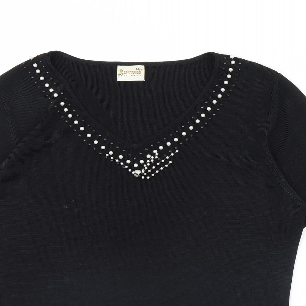 Roman Womens Black   Pullover Jumper Size M