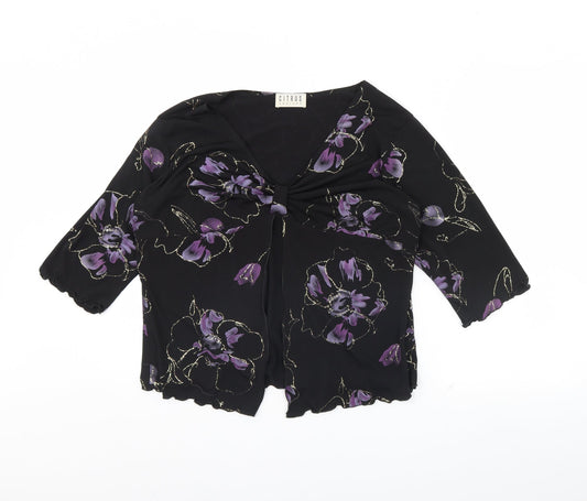Citrus Womens Black Floral  Basic Blouse Size 16