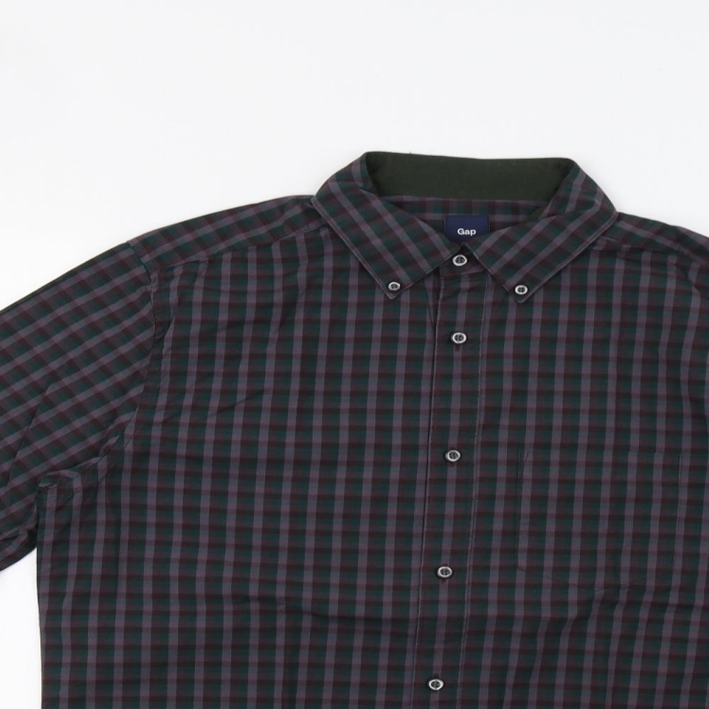 Gap Mens Purple Check   Button-Up Size M