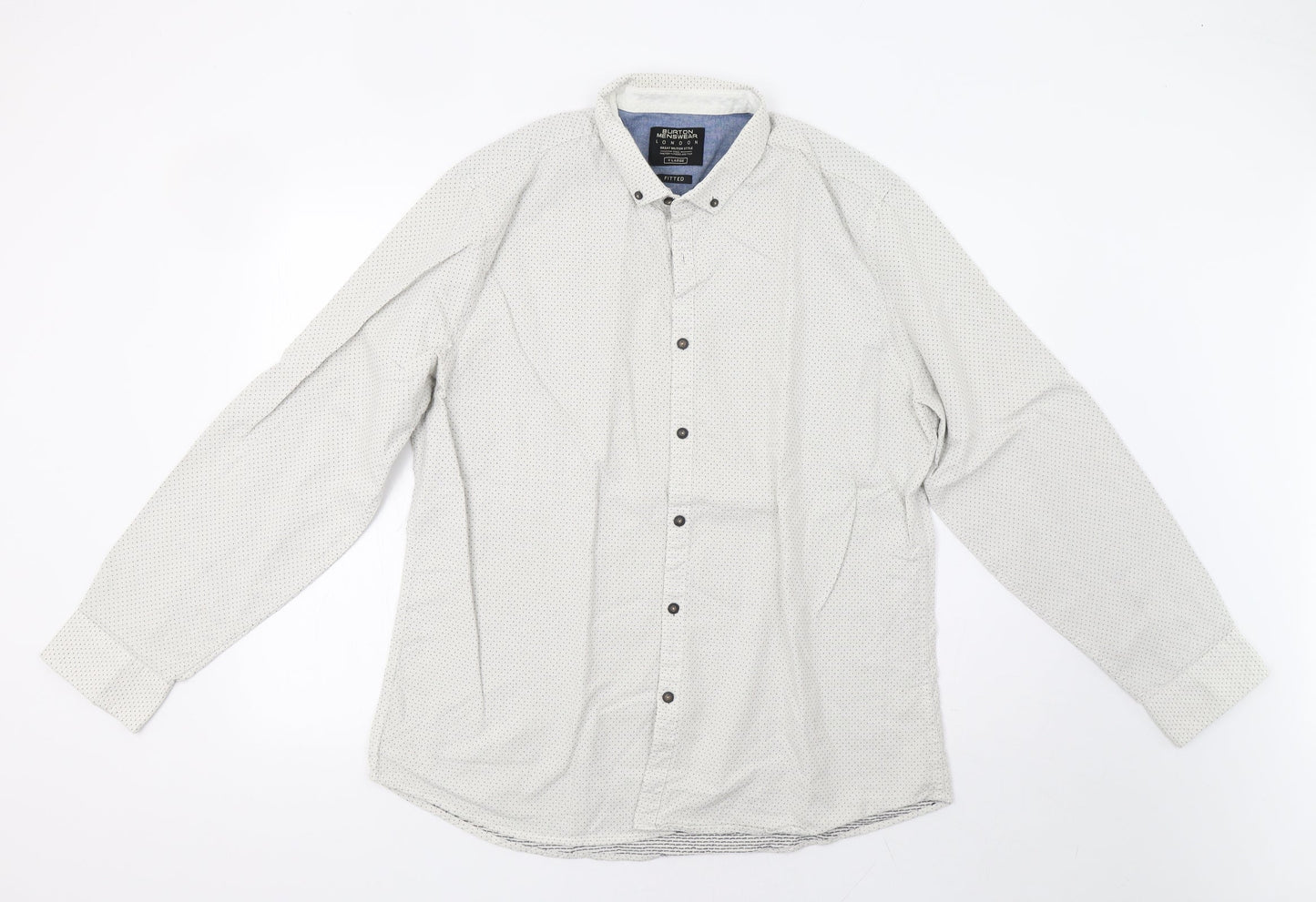 Burton Mens Grey Polka Dot   Button-Up Size XL