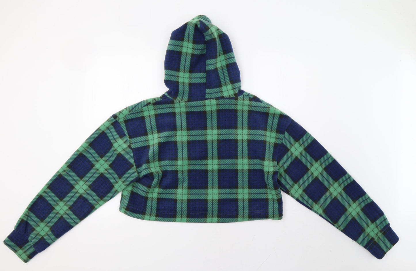 I SAW IT FIRST Womens Green Check  Pullover Hoodie Size 8