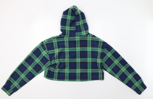 I SAW IT FIRST Womens Green Check  Pullover Hoodie Size 8