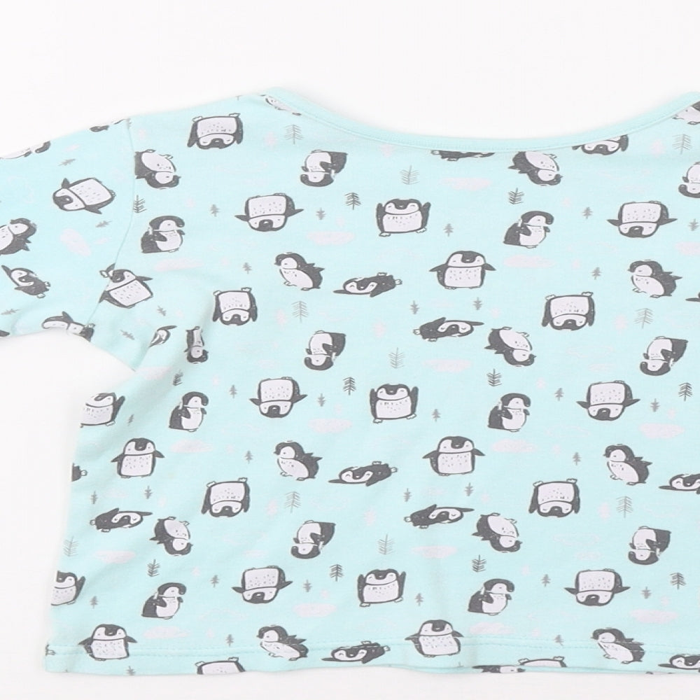 George Girls Blue   Top Pyjama Top Size 3-4 Years  - Penguin Print