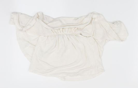 Boohoo Womens Ivory   Cropped T-Shirt Size 6