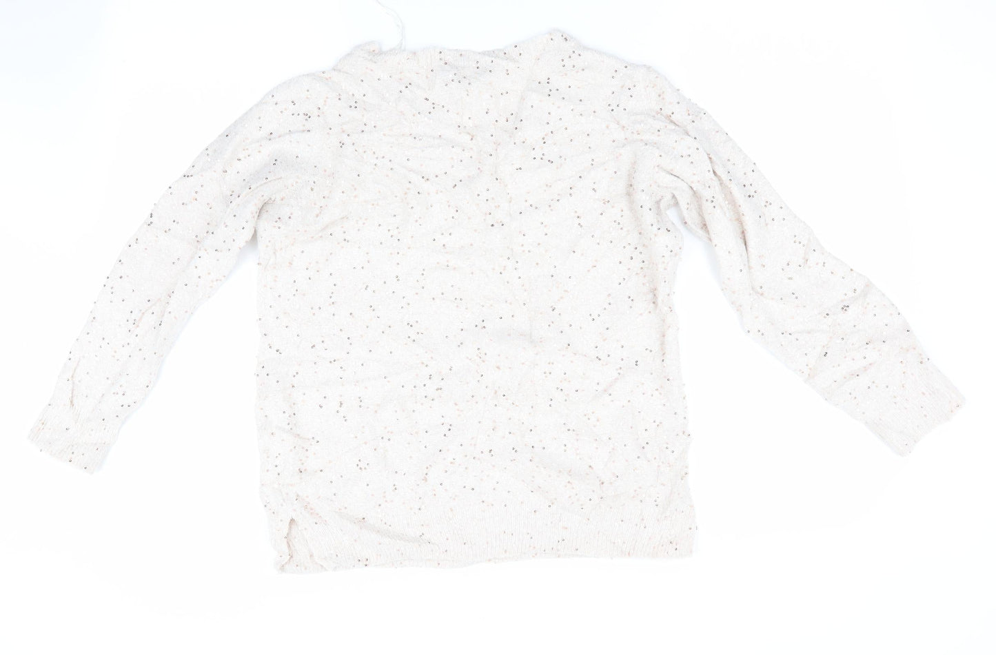 Peacocks Womens Beige   Pullover Jumper Size S  - Sequins all over