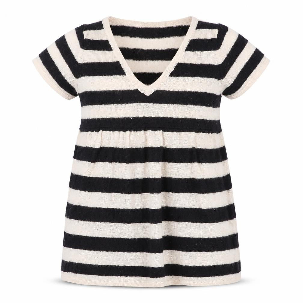 Forever Womens Black Striped  Pullover Jumper Size S