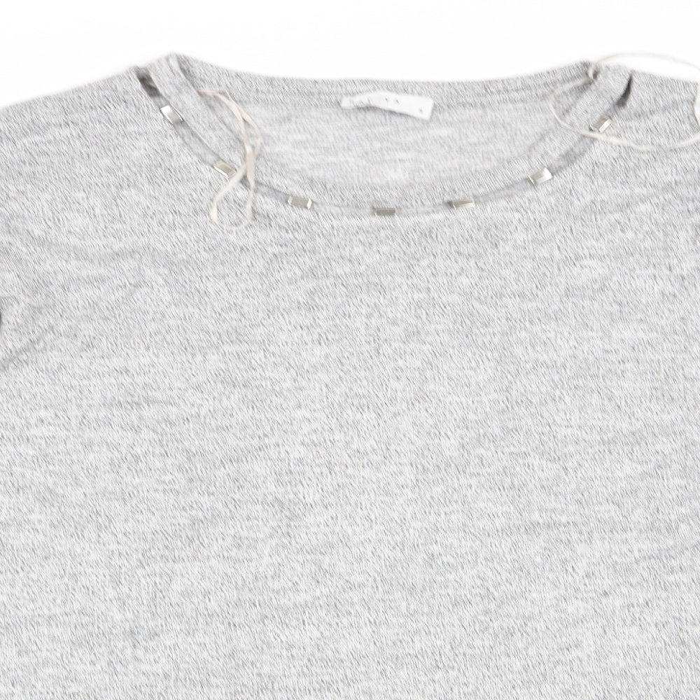 Papaya Womens Grey   Pullover Jumper Size S  - Detail neck