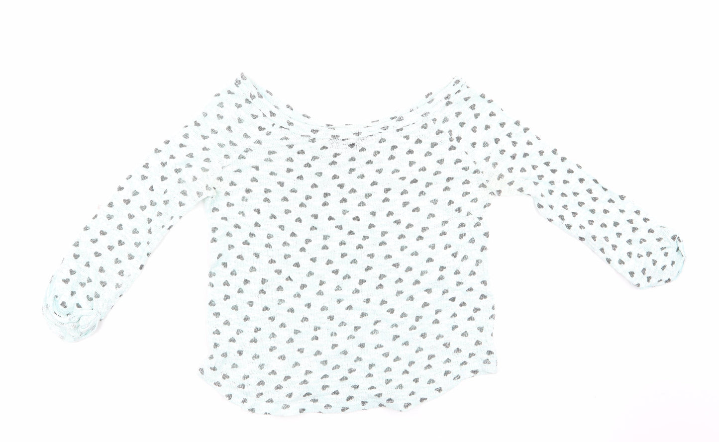 New Look Womens Green   Pullover Jumper Size 8  - heart print