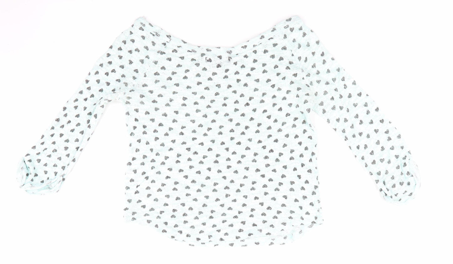 New Look Womens Green   Pullover Jumper Size 8  - heart print