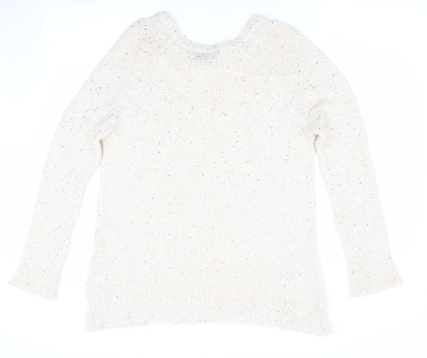 Topshop Womens Beige   Pullover Jumper Size 8  - Sequins all over