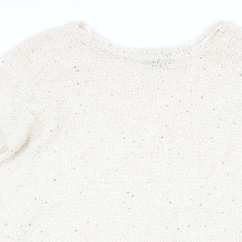 Topshop Womens Beige   Pullover Jumper Size 8  - Sequins all over