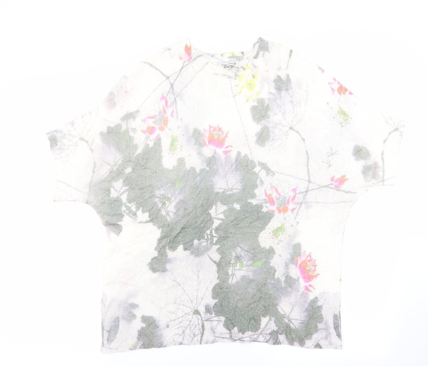 Nina Murati Womens Ivory Floral  Pullover Jumper Size M