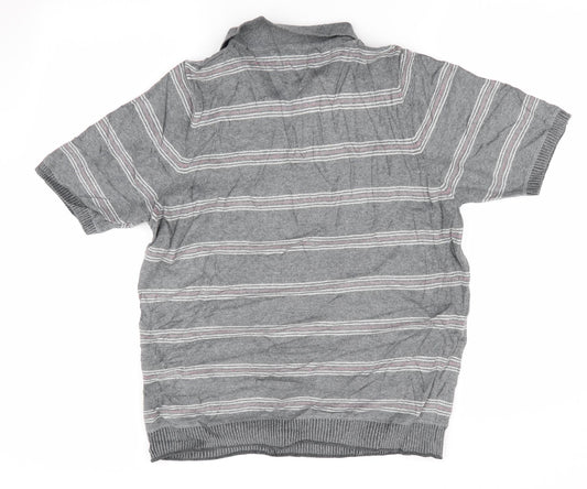 North Coast Mens Grey Striped  Pullover Jumper Size M