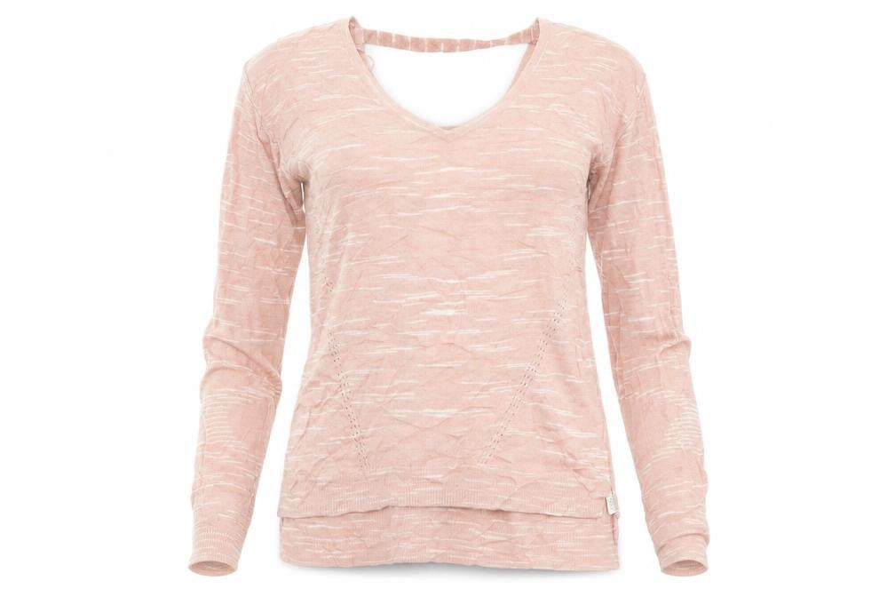 Marks and Spencer Womens Pink Striped  Pullover Jumper Size S  - Vee Back with strap - Peach in colour