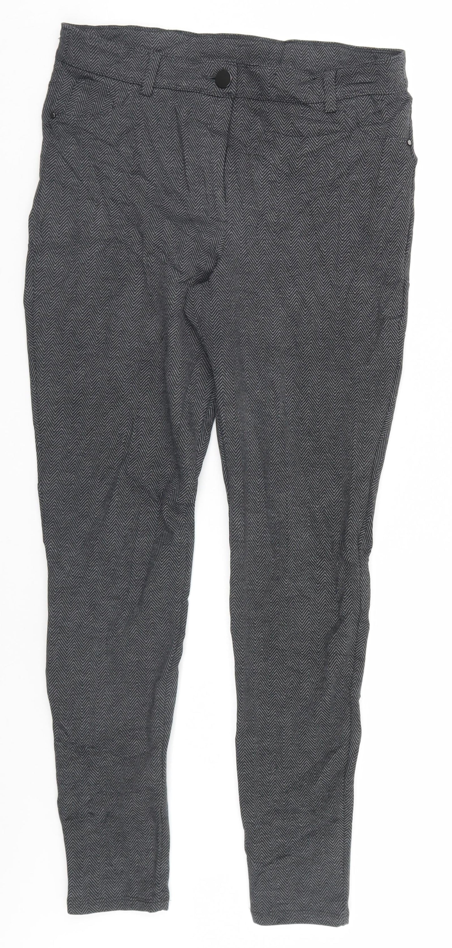 Dorothy Perkins Womens Grey Herringbone  Trousers  Size 12 L28 in