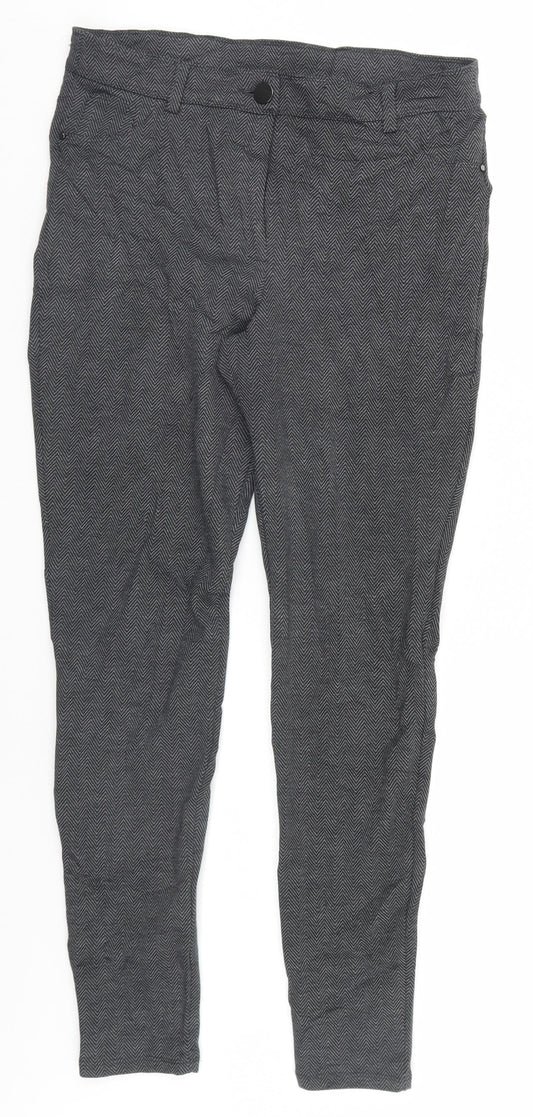 Dorothy Perkins Womens Grey Herringbone  Trousers  Size 12 L28 in