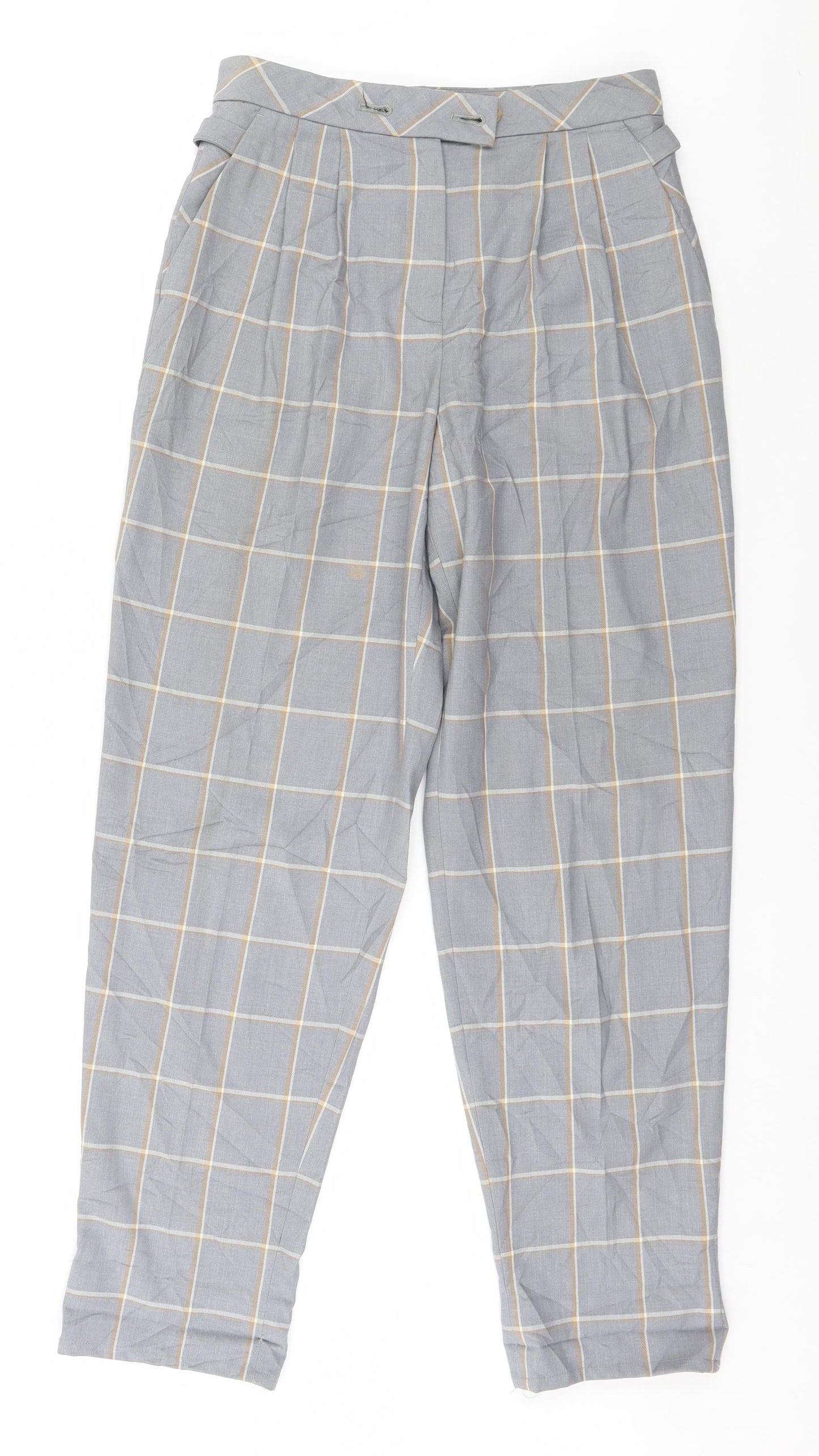 Topshop Womens Grey Plaid  Trousers  Size 6 L27 in