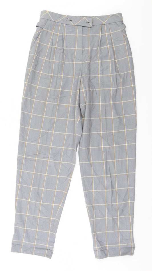 Topshop Womens Grey Plaid  Trousers  Size 6 L27 in