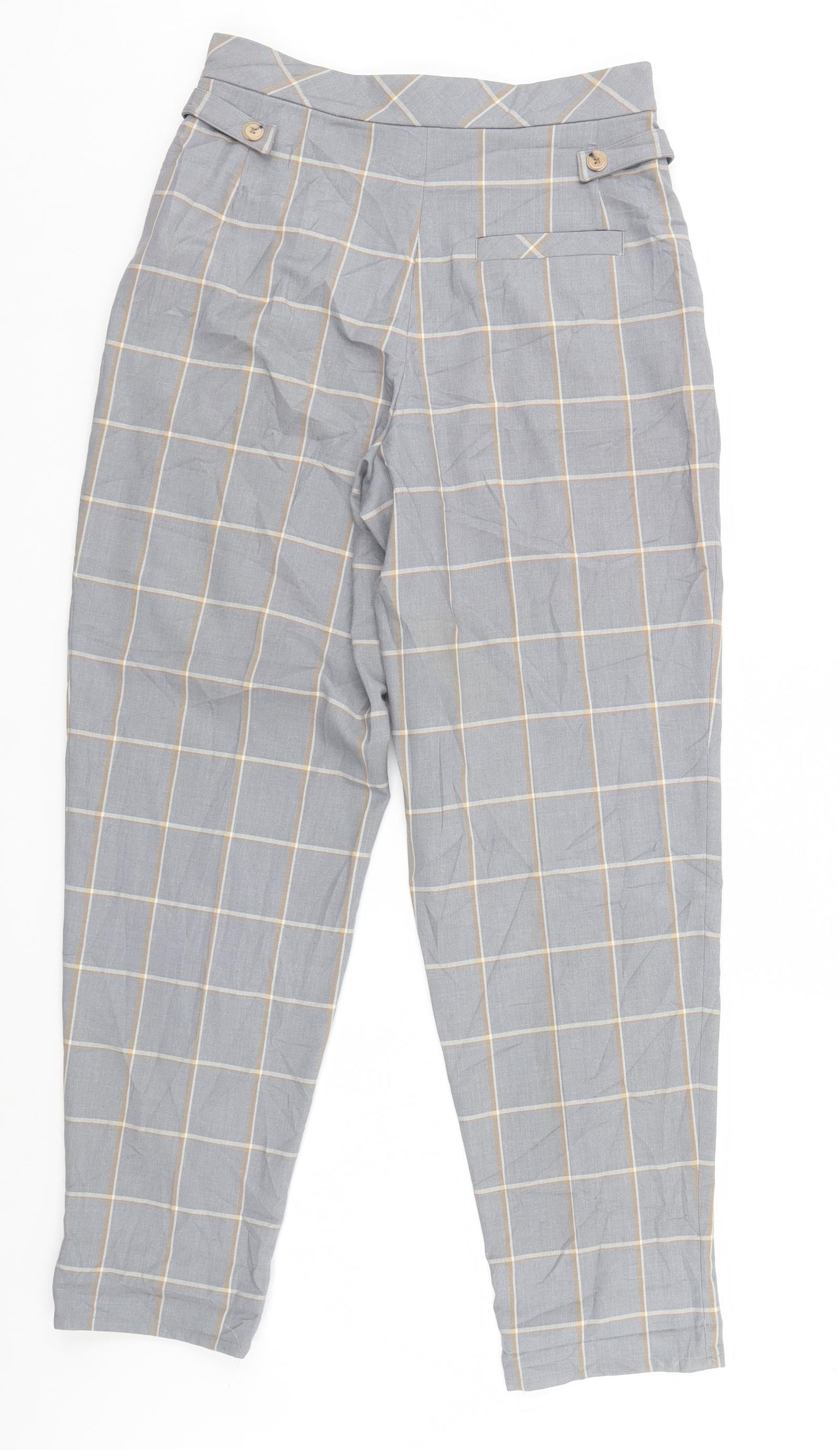 Topshop Womens Grey Plaid  Trousers  Size 6 L27 in