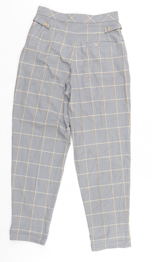 Topshop Womens Grey Plaid  Trousers  Size 6 L27 in