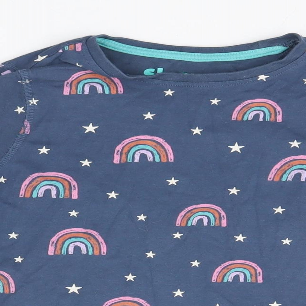 Marks and Spencer Boys Blue Geometric   Pyjama Top Size 5-6 Years  - Rainbow