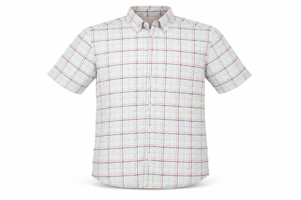 M&S Mens Green Plaid   Button-Up Size M