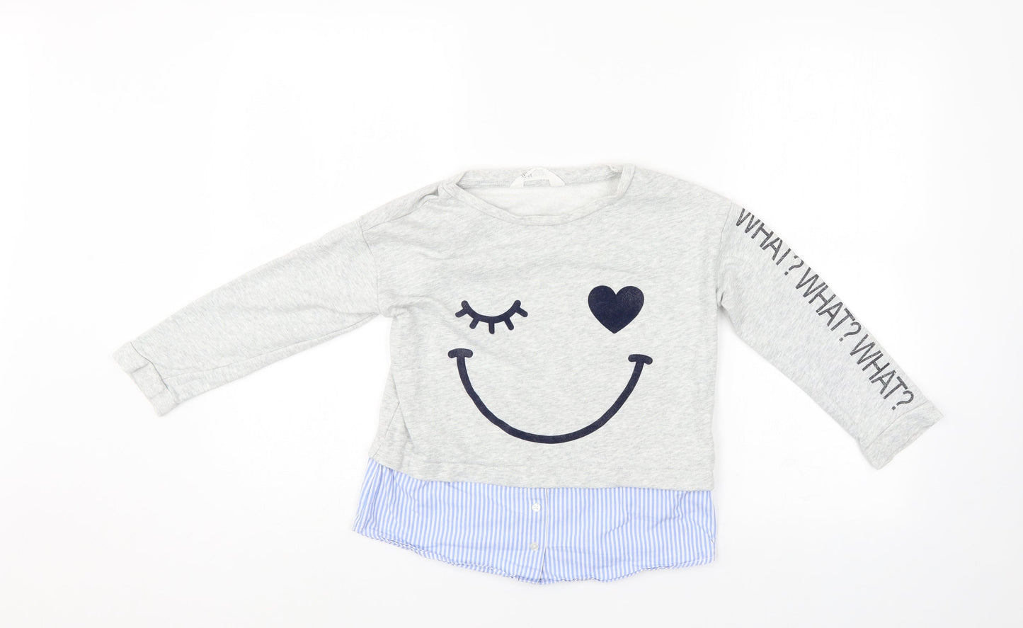 H&M Girls Grey   Tunic Sweatshirt Size 7-8 Years