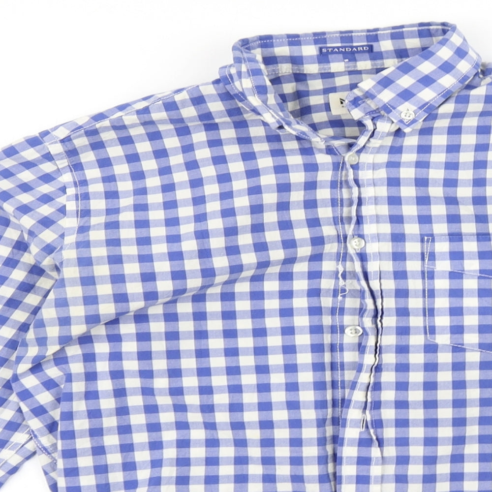 Nelo Mens Blue Check   Button-Up Size M
