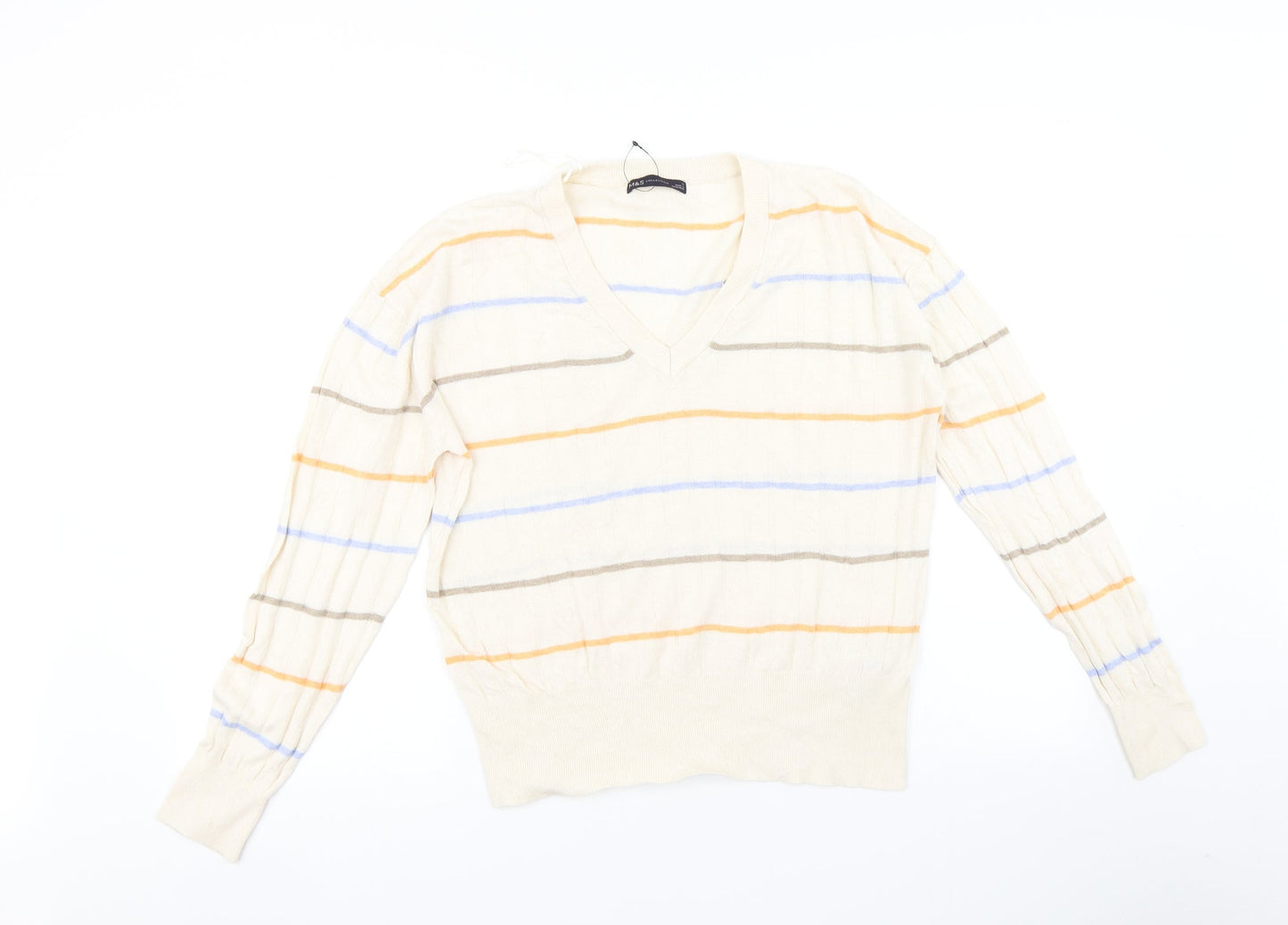 Marks and Spencer Womens Beige Striped  Pullover Jumper Size L