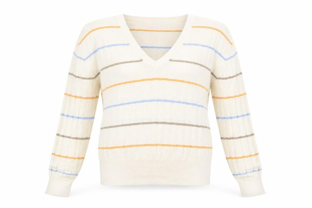 Marks and Spencer Womens Beige Striped  Pullover Jumper Size L