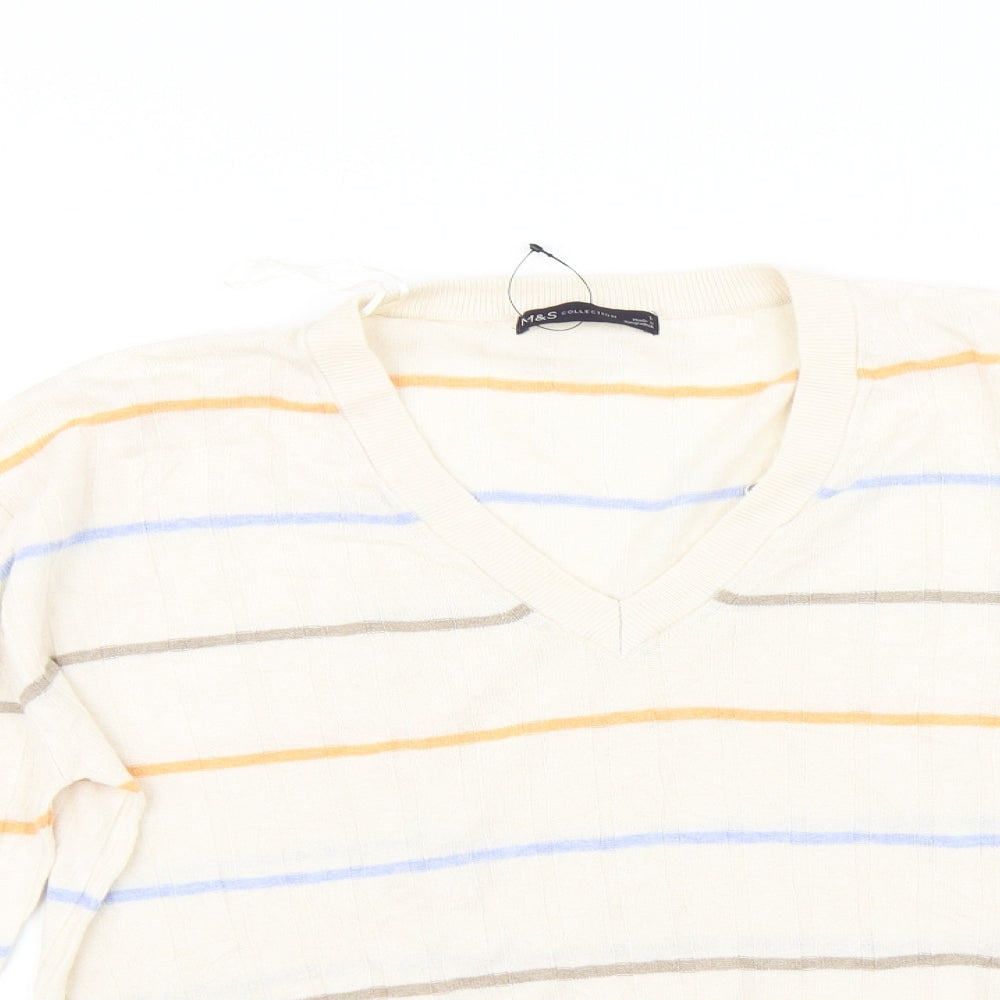 Marks and Spencer Womens Beige Striped  Pullover Jumper Size L
