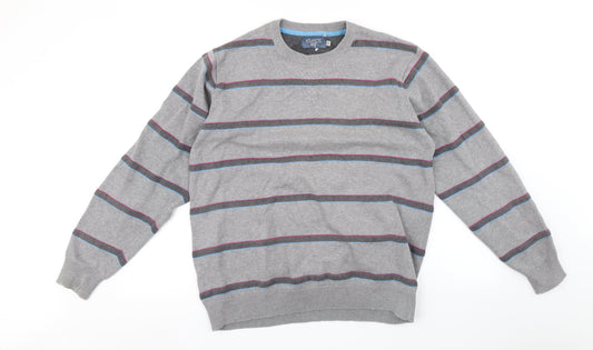Atlantic Womens Grey Striped  Pullover Jumper Size M