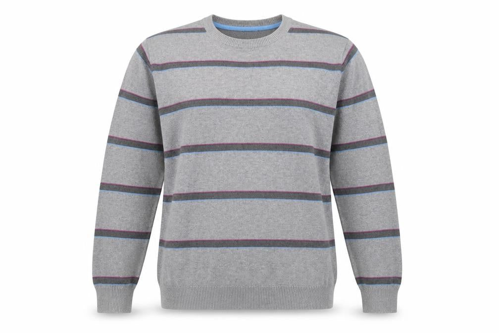 Atlantic Womens Grey Striped  Pullover Jumper Size M