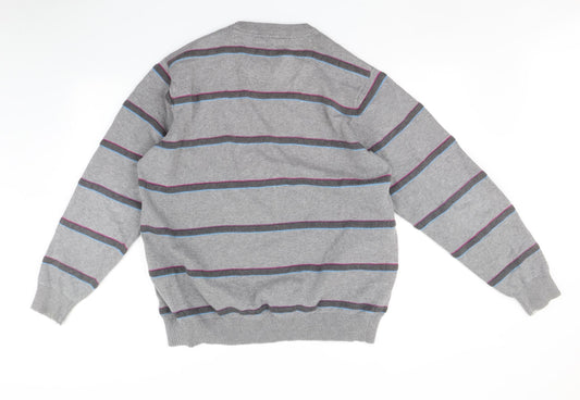 Atlantic Womens Grey Striped  Pullover Jumper Size M