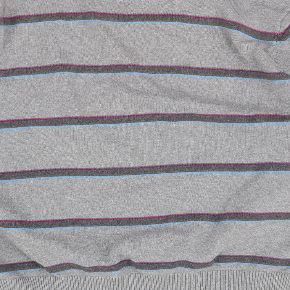 Atlantic Womens Grey Striped  Pullover Jumper Size M