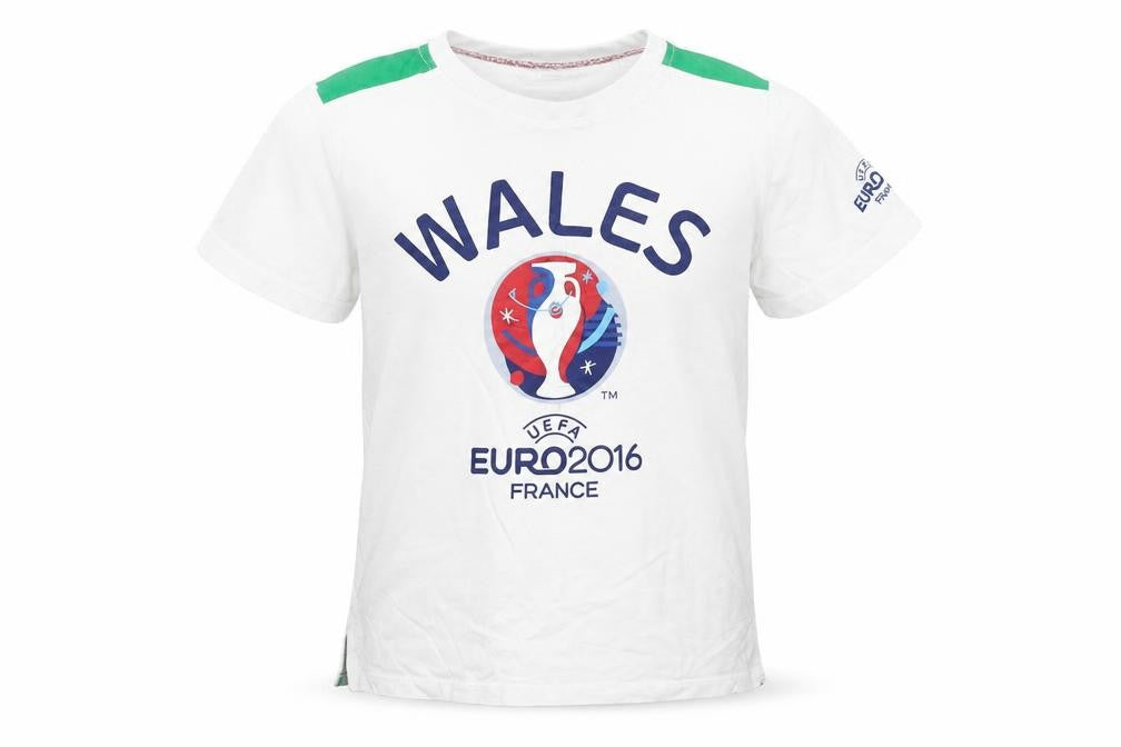 Euro 2016 Boys White   Basic T-Shirt Size 7-8 Years  - Wales 2016