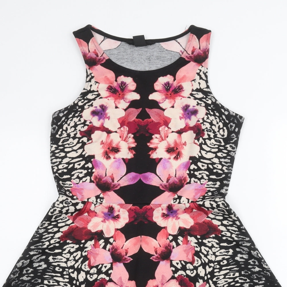 H&M Womens Black Floral  A-Line  Size S