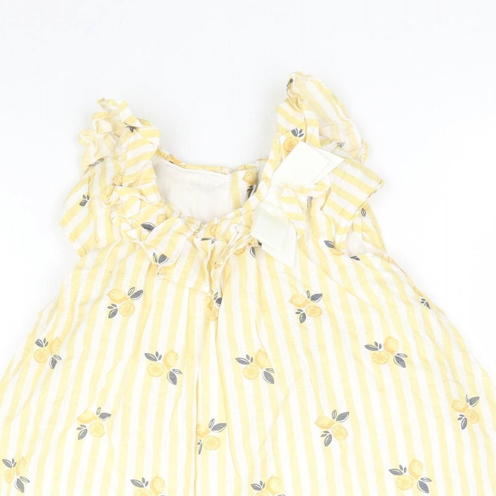 Cynthia Rowley Girls Yellow Striped  Basic Blouse Size 12-18 Months