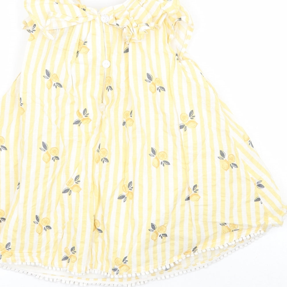 Cynthia Rowley Girls Yellow Striped  Basic Blouse Size 12-18 Months