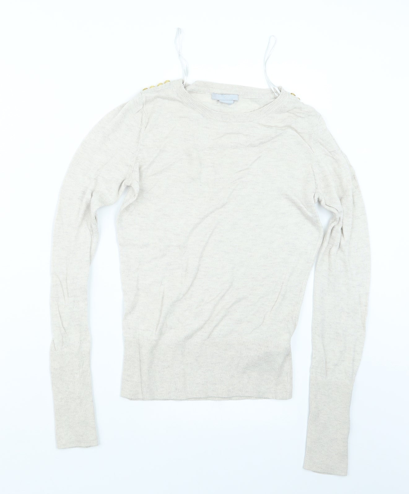 H&M Womens Beige  Knit Pullover Jumper Size XS